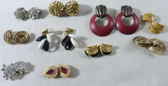 10 Pair Of Clip-On Earrings