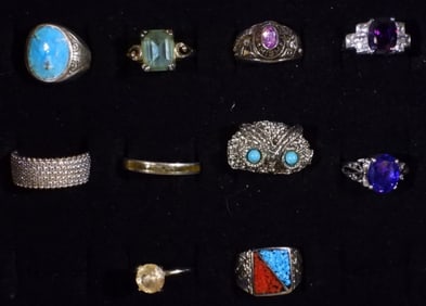 10 Silver-Tone Rings