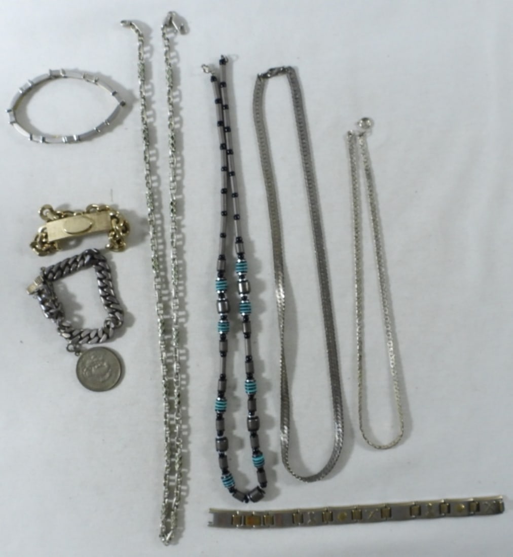 4 Men's Bracelets & 4 Men's Necklaces: Bid Vintage