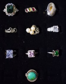 10 Silver-Tone Rings