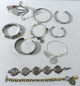 10 Silver-Tone Bracelets
