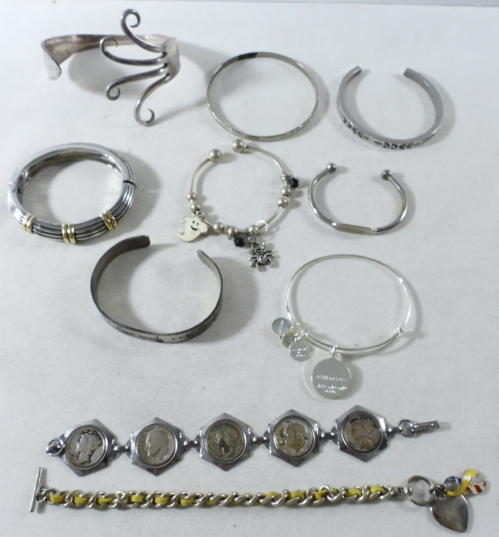 10 Silver-Tone Bracelets (1 of 3)
