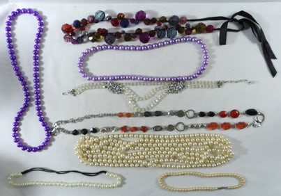 8 Large Beaded Necklaces