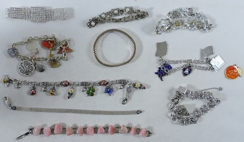 10 Silver-Tone Bracelets