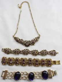Gold-Tone With Dark Purple Jewelry