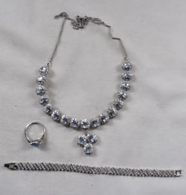 Gorgeous Pale Blue & Faux Diamonds Jewelry