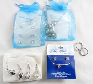 8 Pairs Of Post Earrings 3 Necklaces