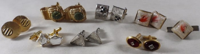 7 Pairs Of Cufflinks & One Tie Clip