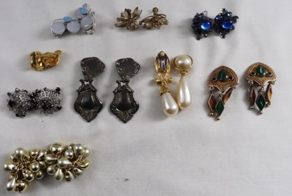 9 Pair Of Clip-On & Screw-On Earrings
