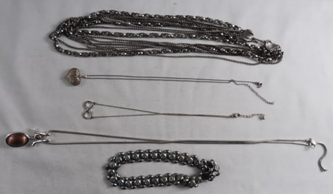 5 Silver-Tone Necklaces