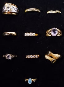 10 Gold-Tone Rings Sizes 4-9.75
