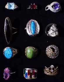 10 Silver-Tone Women's Rings Sizes 3.75-9.5