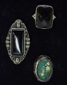 3 Large Gorgeous 925 Gemstone Rings