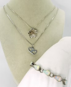 Opal 925 Bracelet & Two Necklaces