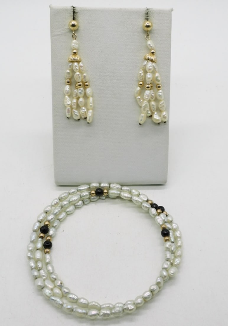 14k Yellow Gold Beaded Pearl Bracelet + (1 of 1)
