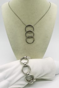 Sterling Circles, Necklace & Bracelet