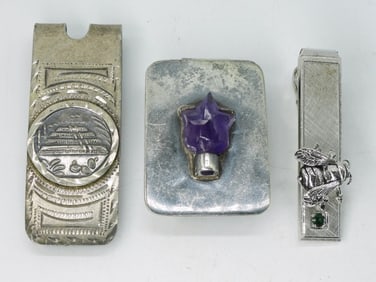 Vintage 925 Mexico Money Clips & Tie Clip