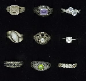 9 Sterling Fashion Gemstone Rings