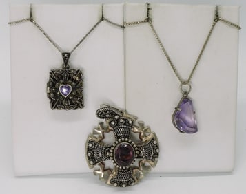 Amethyst Sterling Pendants & Chains