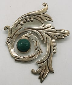 Maricela Taxco Brooch with Green Turquoise