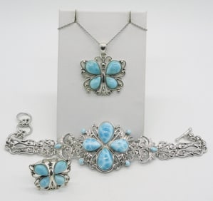 Butterfly 925 Larimar Set