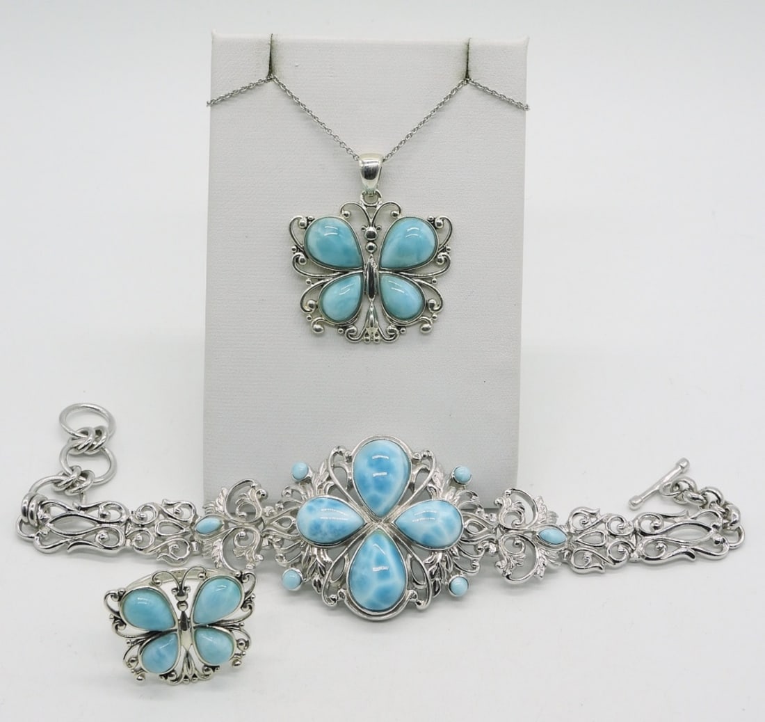 Butterfly 925 Larimar Set (1 of 1)
