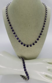 Amethyst Sterling Necklace & Bracelet