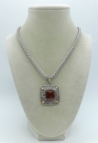 Sterling 18k Accents, Amber Necklace