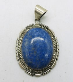Large Sterling Lapis Lazuli Pendant