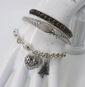 3 Sterling & 950 Silver Fashion Bracelets