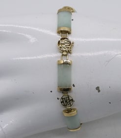 10K Yellow Gold Jade Bracelet
