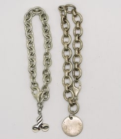 2 Sterling Charm Bracelets - 2 Charms