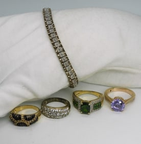 Gold Tone 925 Gemstone Rings & More