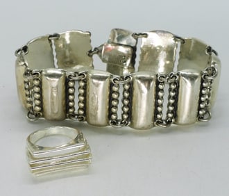 Mexico C-11 Sterling Bracelet & Ring