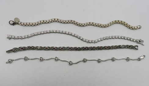 Four Sterling Bracelets