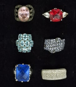 6 Sterling Gemstone Fashion Rings