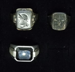 3 Sterling Men's Rings - Boy Scouts & More