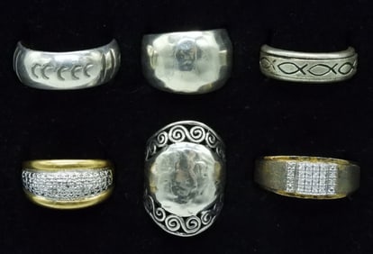 6 Sterling Men's & Women's Rings
