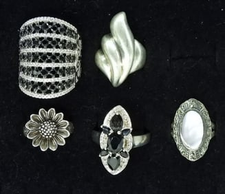 5 Sterling Fashion Rings