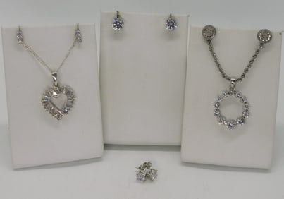 Simulated Diamond Earrings & Necklaces