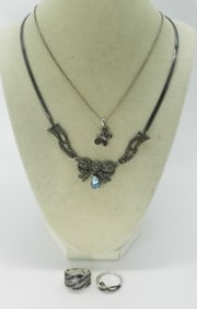 Marcasite & Moissanite 925 Necklace, Rings