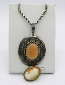 Suarti Bali Peach MOP & Cameo 925 Pendants