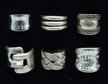 6 Sterling Fashion Rings