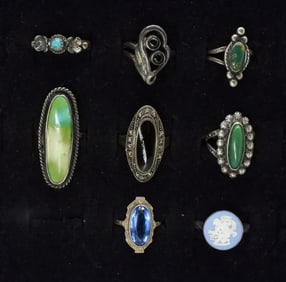 8 Vintage Sterling Rings