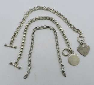 3 Sterling Bracelets with Charm