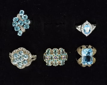 5 Blue Topaz 925 Rings