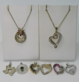8 Sterling Heart Pendants & Chains
