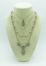 4 Fashion Necklaces, Sterling