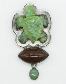 Jade Turtle 925 Pendant / Pin
