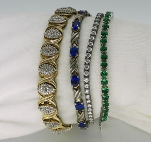 4 Beautiful Sterling Gemstone Bracelets